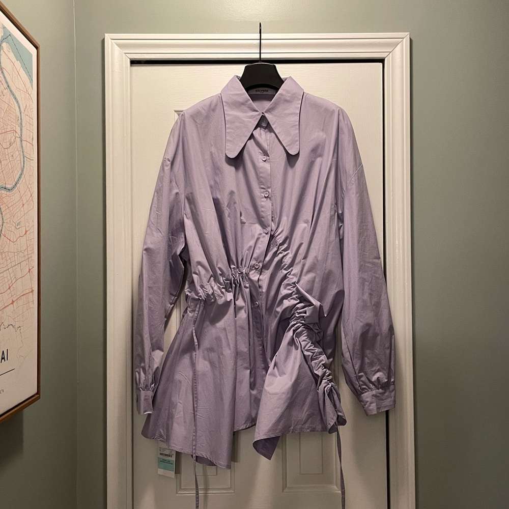 Storets Harley Drawstring Ruched Shirt Dress